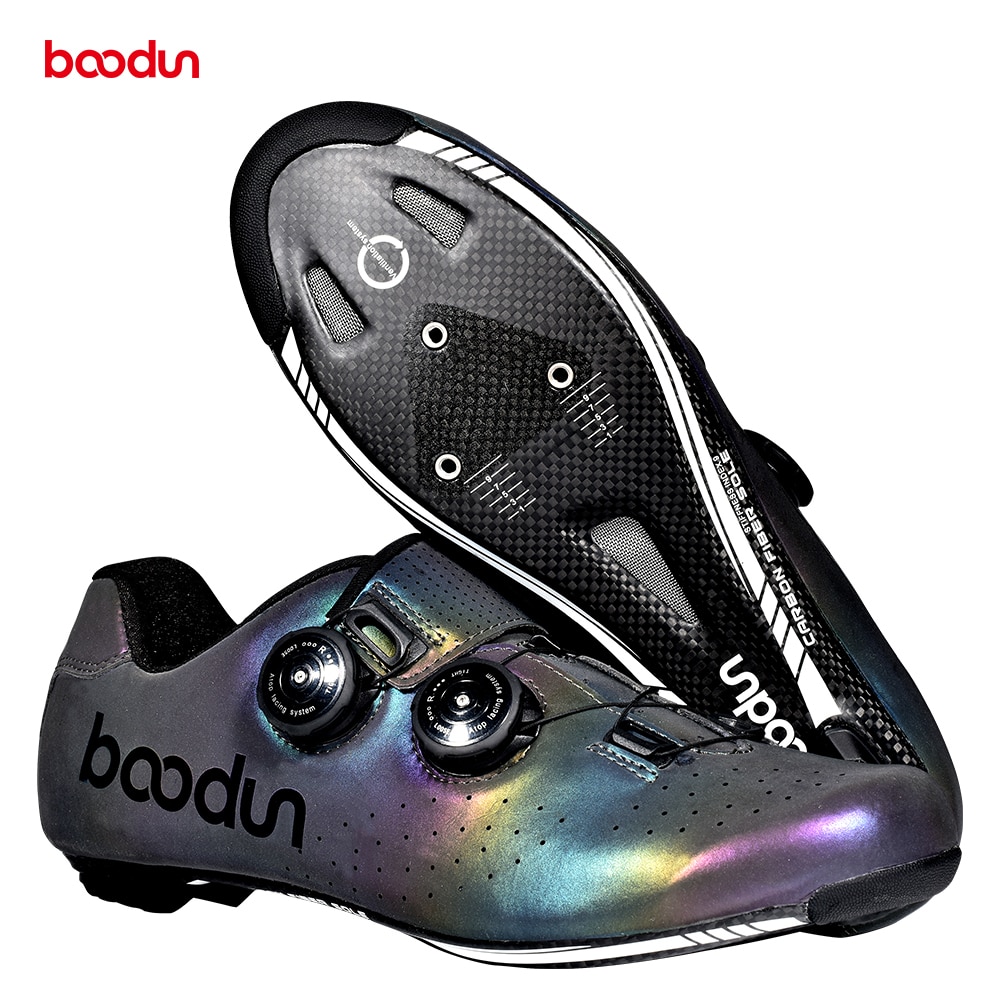 BOODUN-로드 사이클링 신발, 포토크로미즘 뱀프, 탄소 섬유, 초경량 자동 잠금 신발, 전문가용 로드 자전거 레이싱 신발
